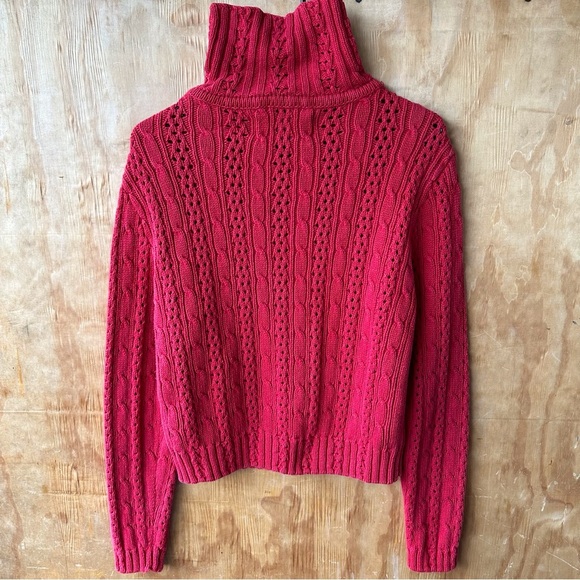 Blue Willi’s Red Cotton Cable Knit Full Zip Cardigan sweater - Picture 6 of 13